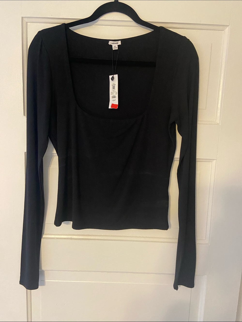Garage Black Scoop Neck Long Sleeve Top